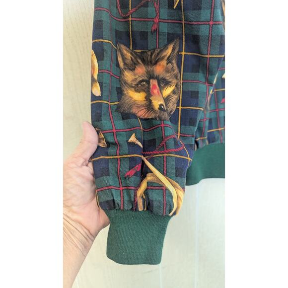 Vintage D.B Riding gear red green plaid reversible jacket wolf graphic small - Picture 7 of 9